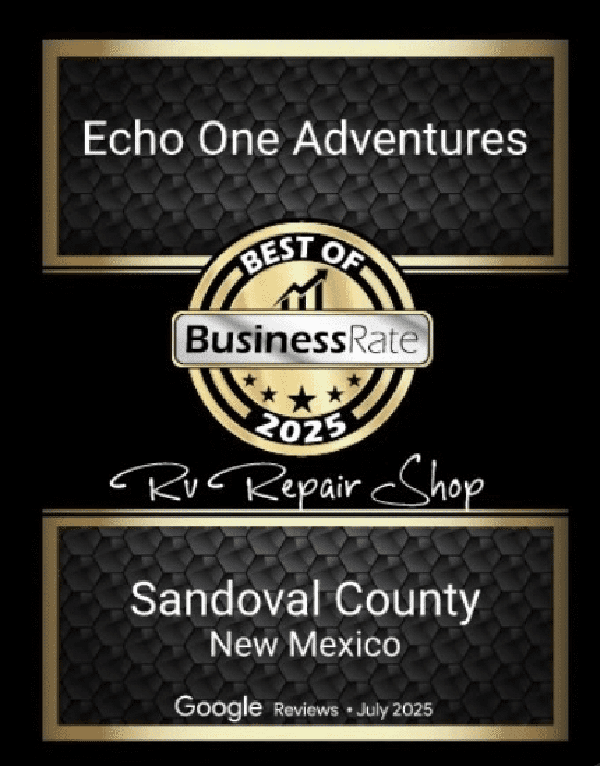 Echo One Adventures BusinessRate Best of 2025 award, RV Repair Shop, Sandoval County, New Mexico