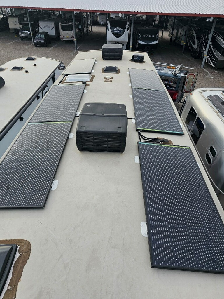 Solar panels installed on an RV roof